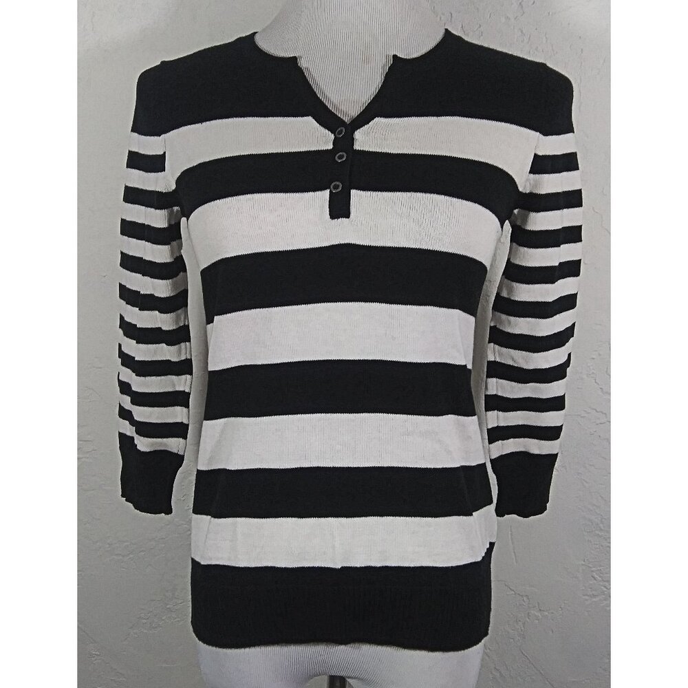 Jessica Top Size XS 2 4 Striped Multicolor Henley Sweater V Neck Career